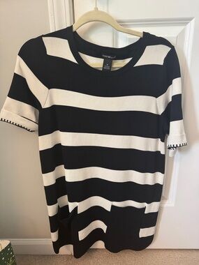 Lauren Michelle Black and White Striped Short Sleeve Tee